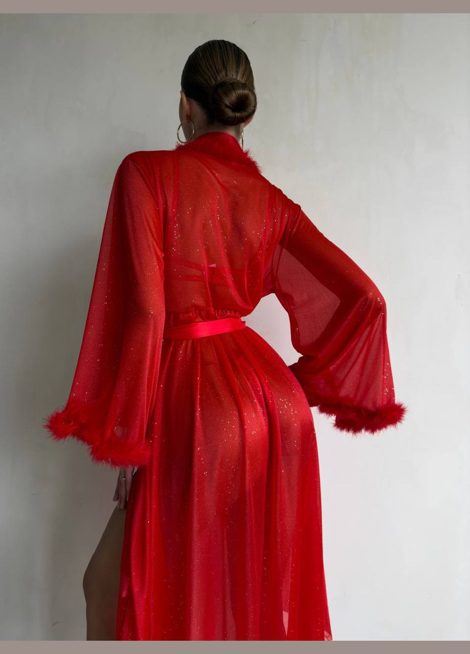 Элегантный полупрозрачный халат с перьями Vakko (316566447)