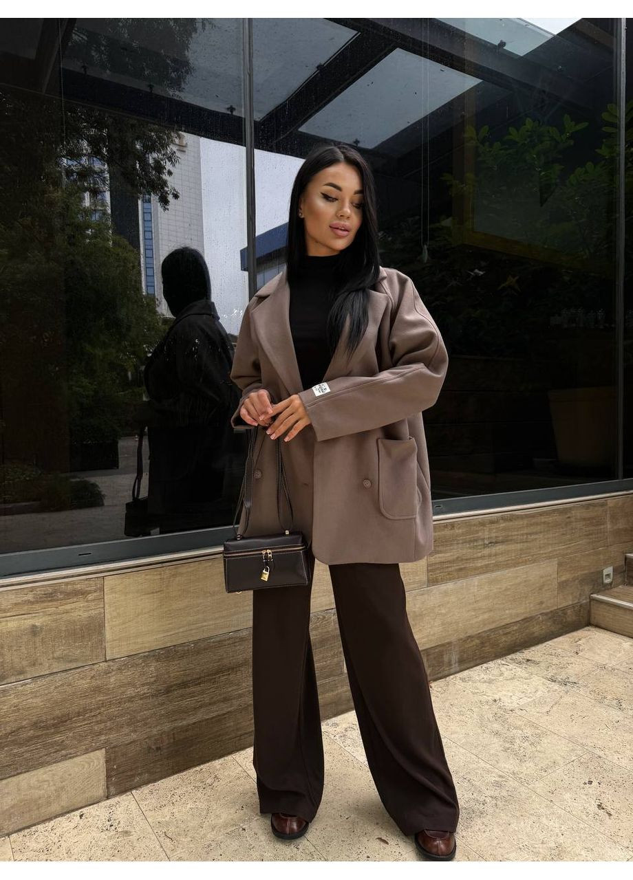 Коричневое демисезонное Женское пальто двубортное Asi.Store.ua