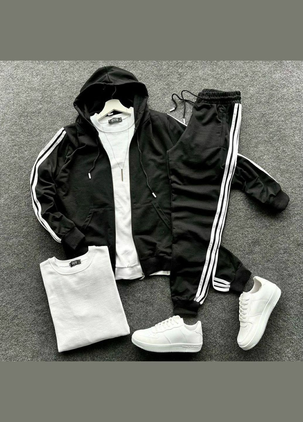 Черный демисезонный мужской костюм No Brand