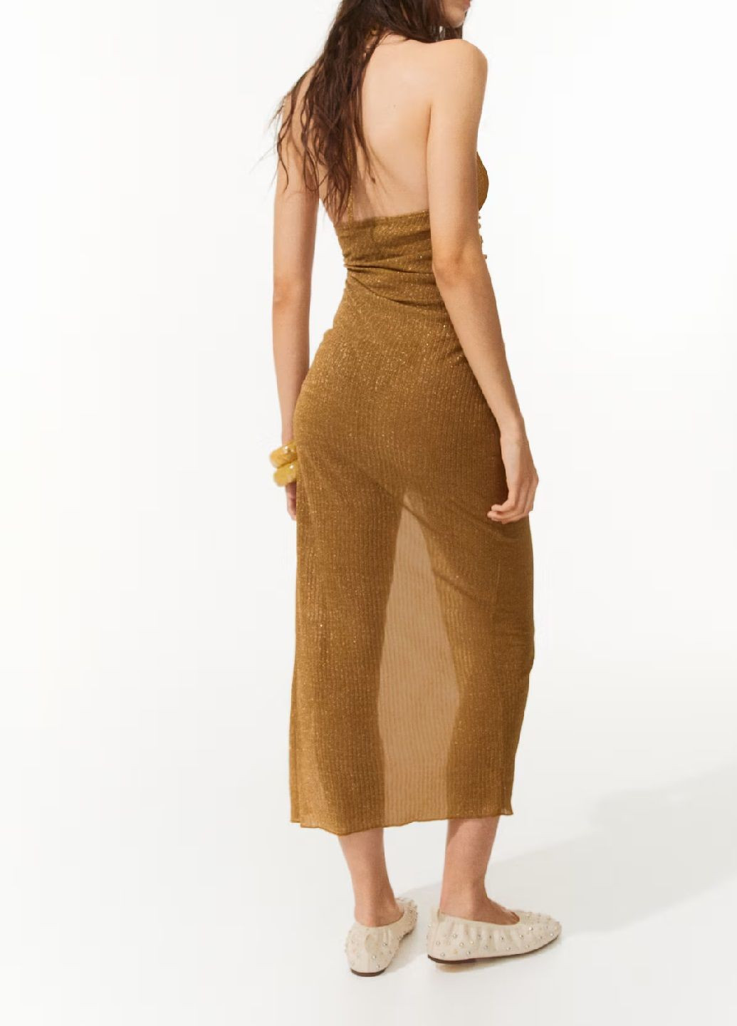 Темно-бежева святковий сукня H&M однотонна