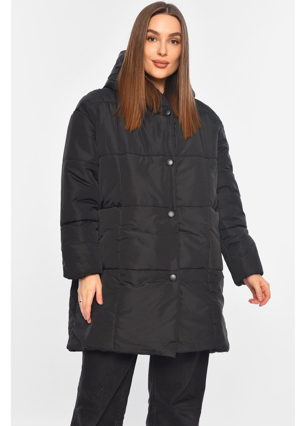 Чорна демісезонна куртка жіноча демісезонна чорного кольору Let's Shop