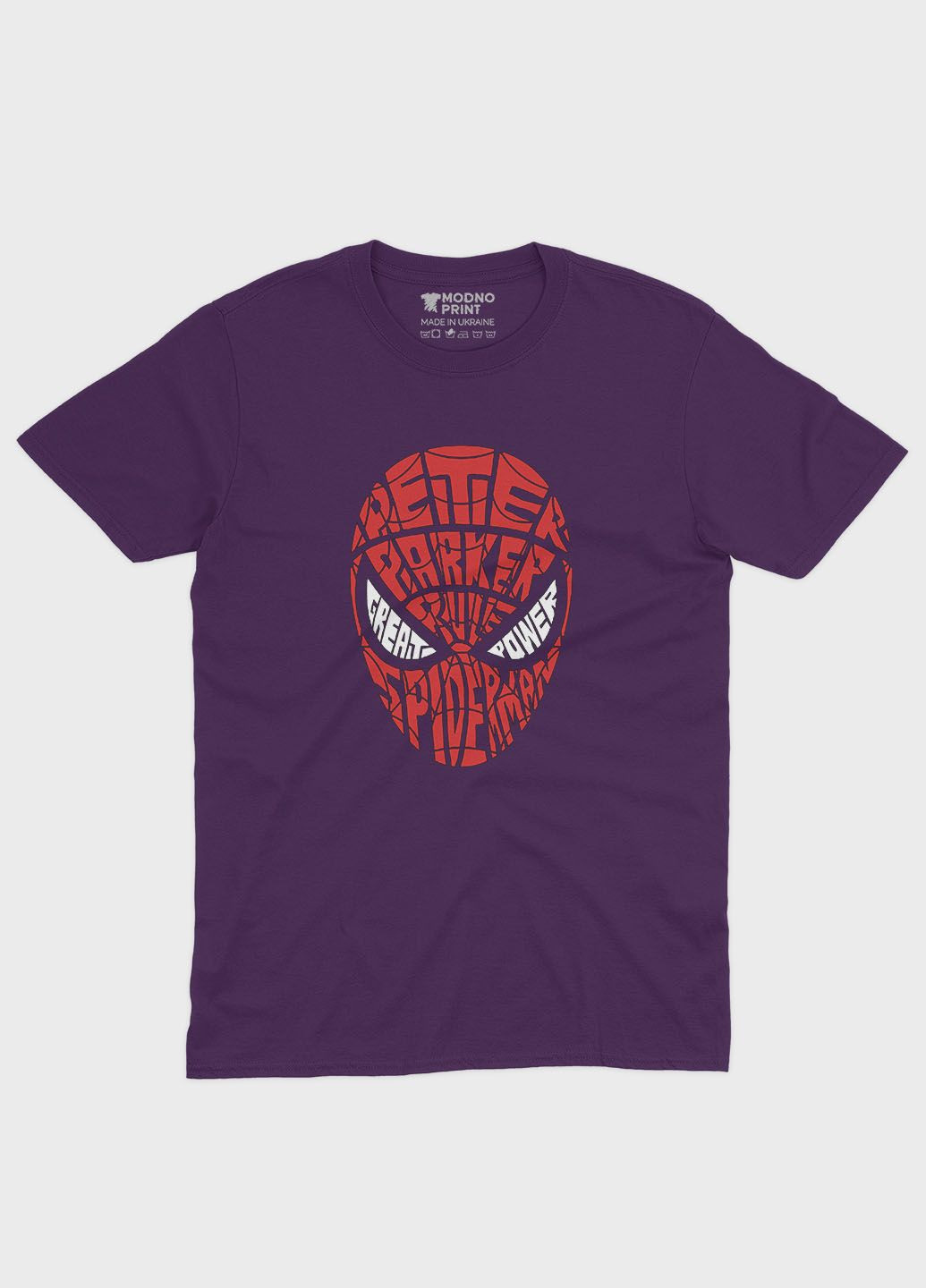 Фіолетова демісезонна футболка для дівчинки з принтом супергероя - людина-павук (ts001-1-dby-006-014-002-g) Modno
