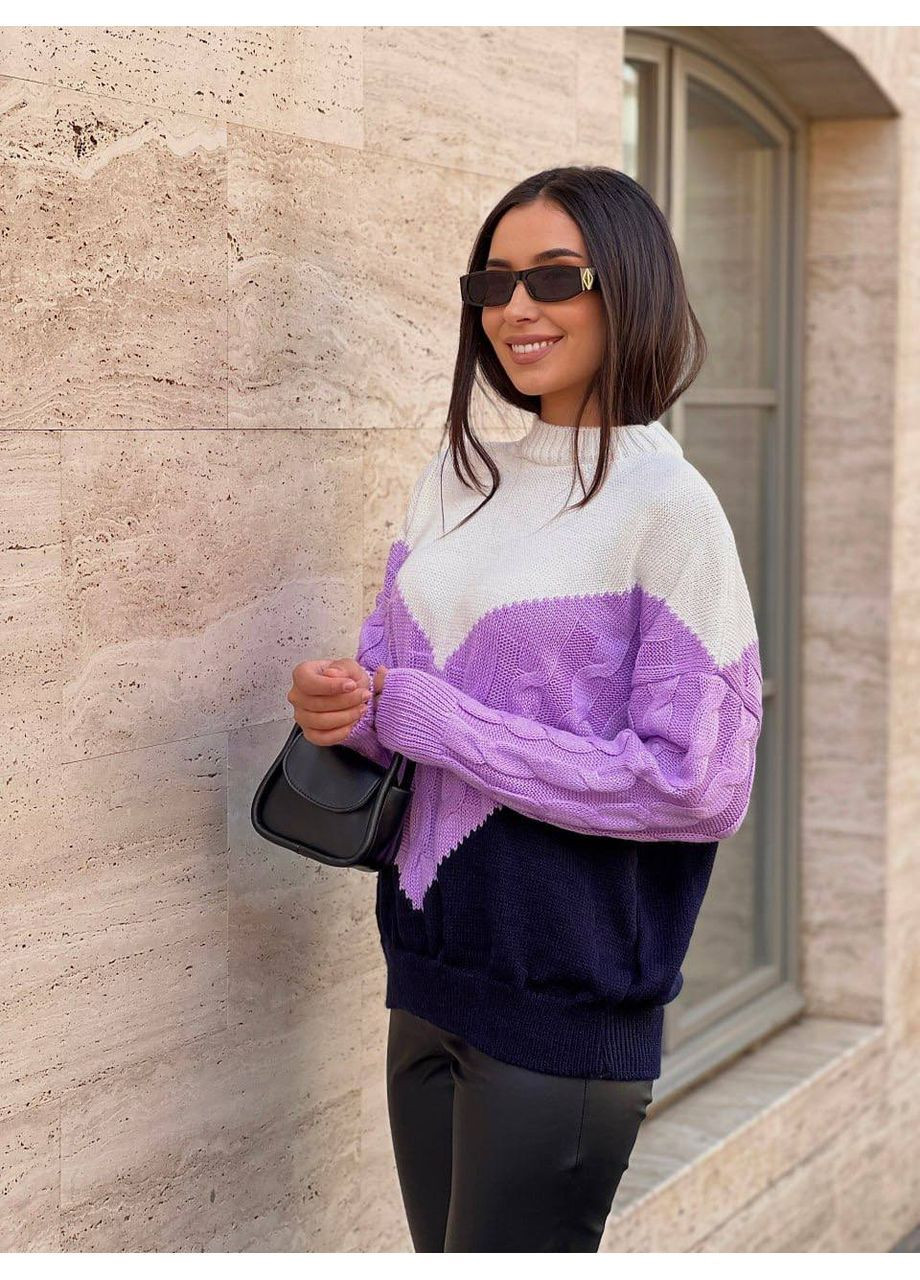 Бузковий демісезонний жіночий в’язаний светр джемпер No Brand