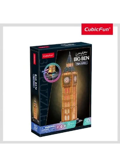 Тривимірна головоломка-конструктор CubicFun з LED підсвіткою БІГ БЕН Cubic Fun (372822768)