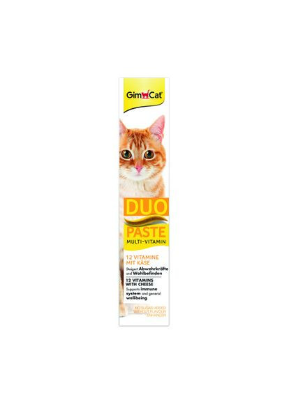 Паста для котів GimCat DUO PASTE Multi-vitamin 12 vitamins with cheese 12 вітамінів та сир, 50 г Gimborn (338628639)