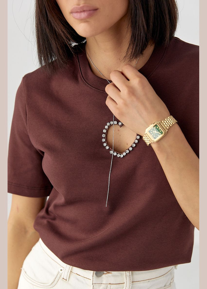 Футболка с вырезом в форме сердца Lurex Футболка - (333972604)