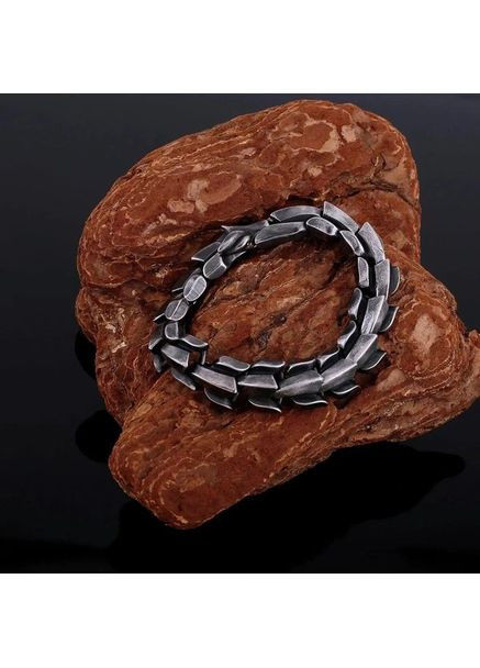 Браслет мужской на руку 21 см серебряный из нержавеющей стали в виде Дракона No Brand (361669540)