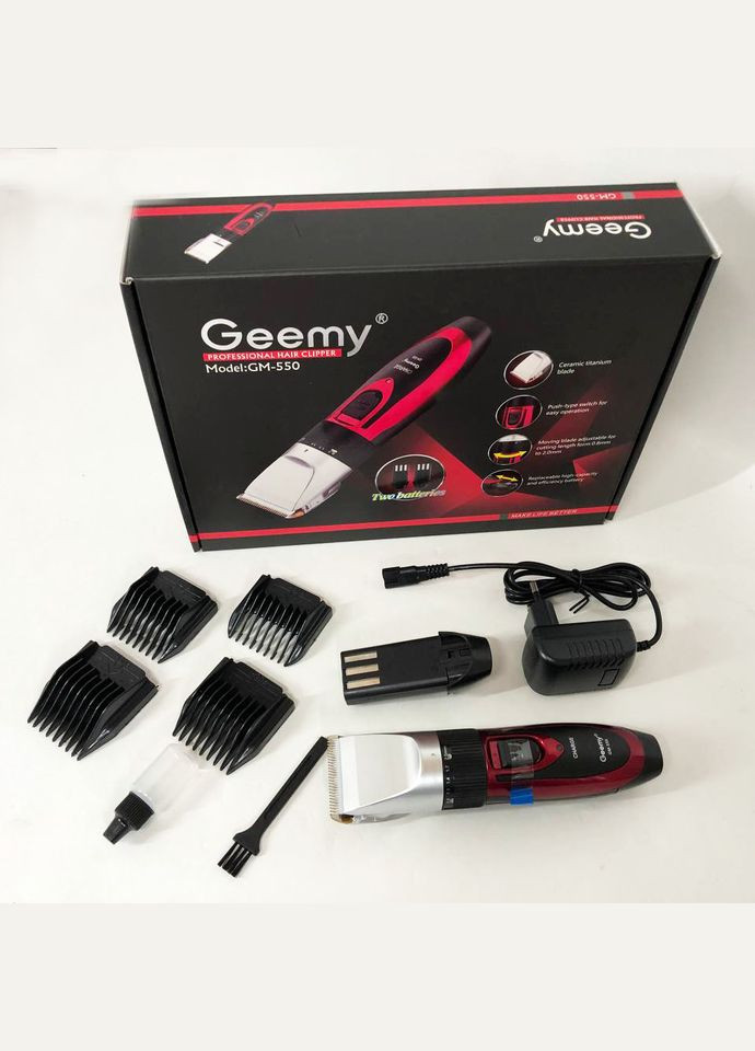 Професійна машинка для стрижки волосся GM-550 з двома акумуляторами, Бритва триммер для бороди Gemei (364663736)