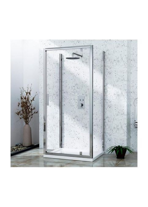 Душевая кабина пристенная A-518 90х100х195 распашная, профиль хром, стекло прозрачное Dusel (350315901)