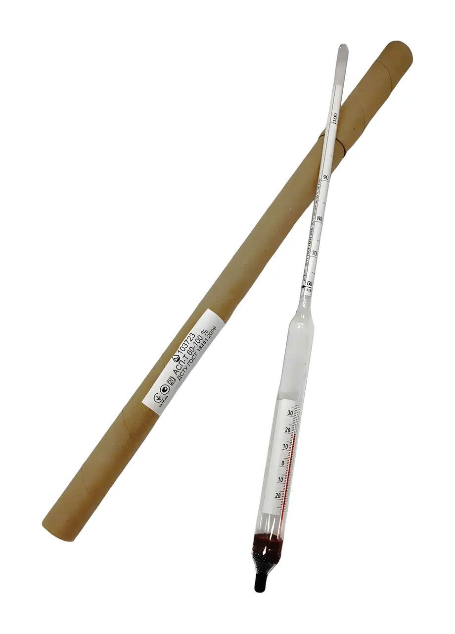 Ареометр для спирту з термометром 60-100% x -25... + 35 ° C АСП-Т 60-100 ГОСТ Склоприлад (302673494)