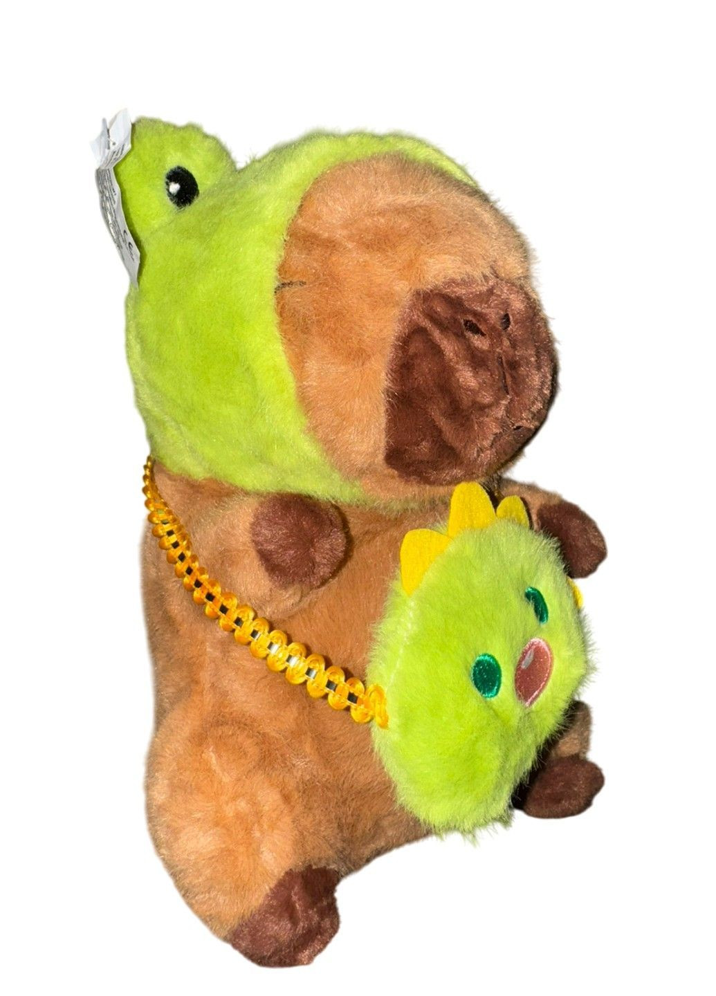 Мягкая детская плюшевая игрушка капибара жабка с сумкой 23cм No Brand (367268898)