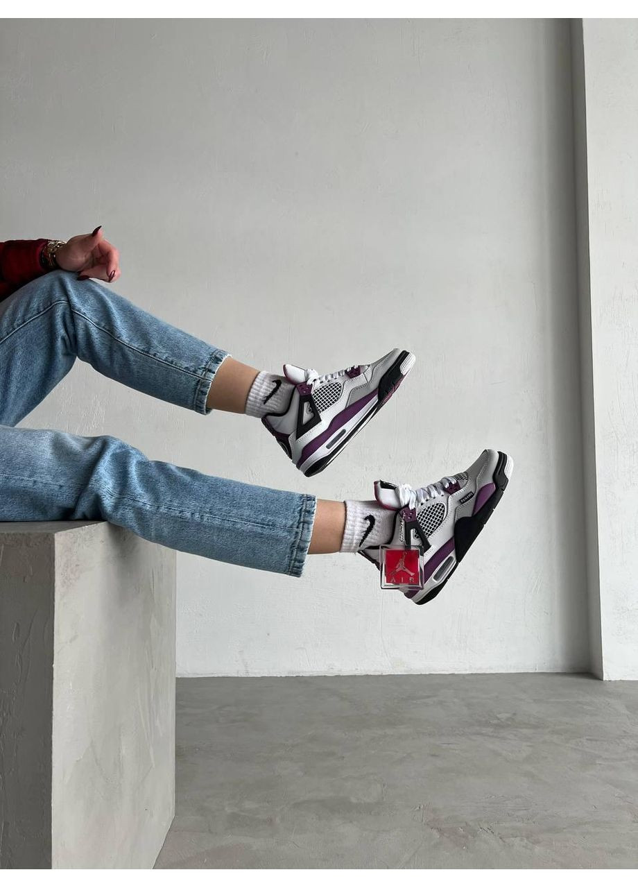 Белые демисезонные кроссовки мужские nike air jordan retro 4 pari stain germain найк аир джордан No Brand