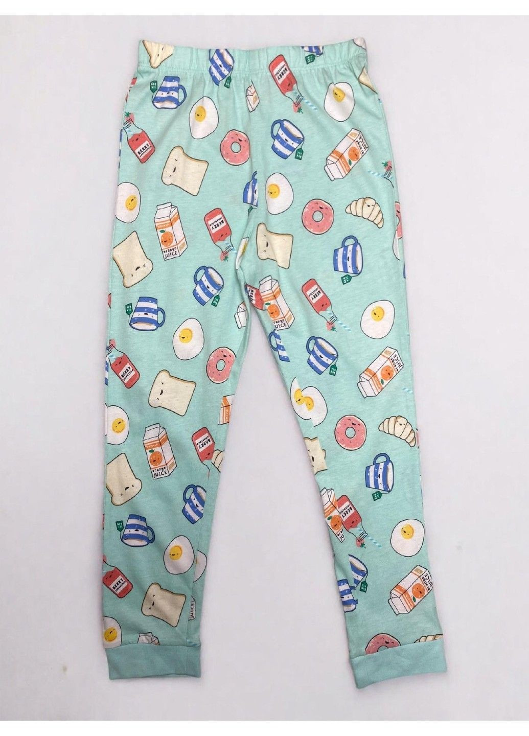 Голубая пижамные брюки для девочки хлопковые, мятные TU