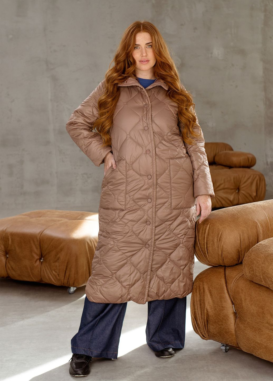 Бежева зимня зимова куртка-пальто куртка-пальто No Brand