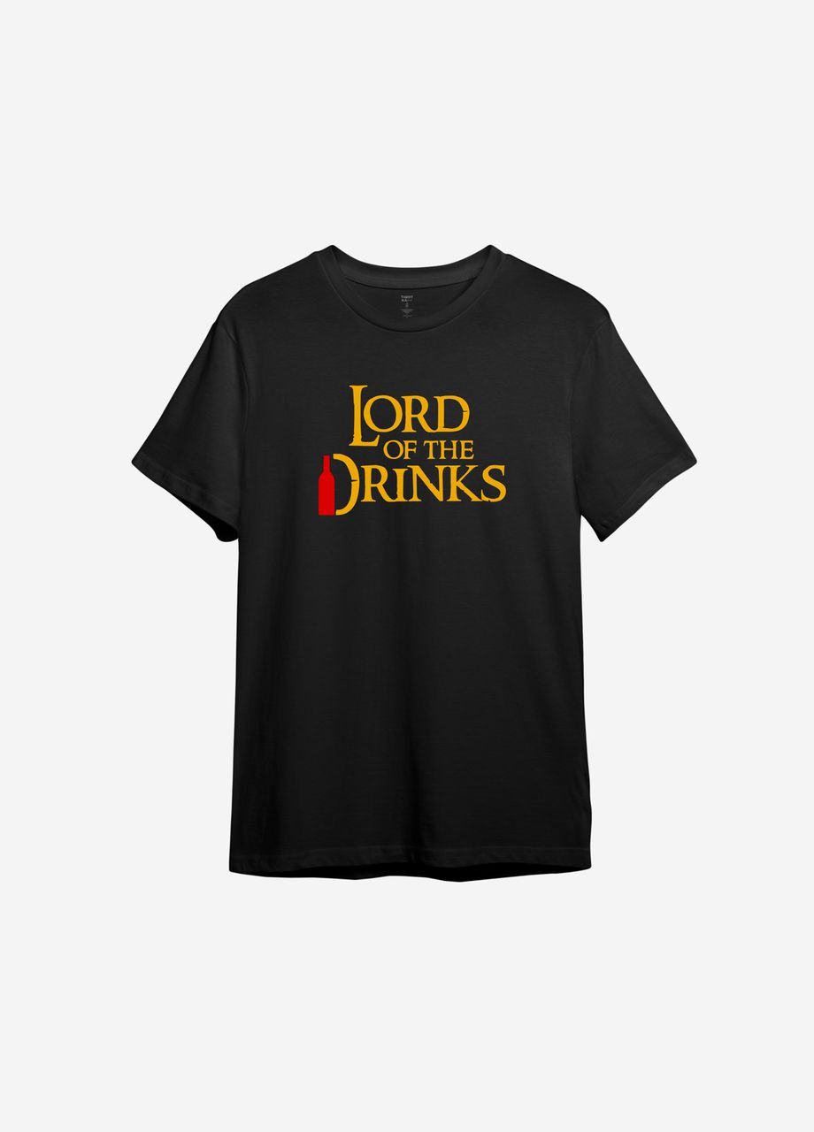 Черная всесезон футболка с принтом "lord of the drinks" ТiШОТКА