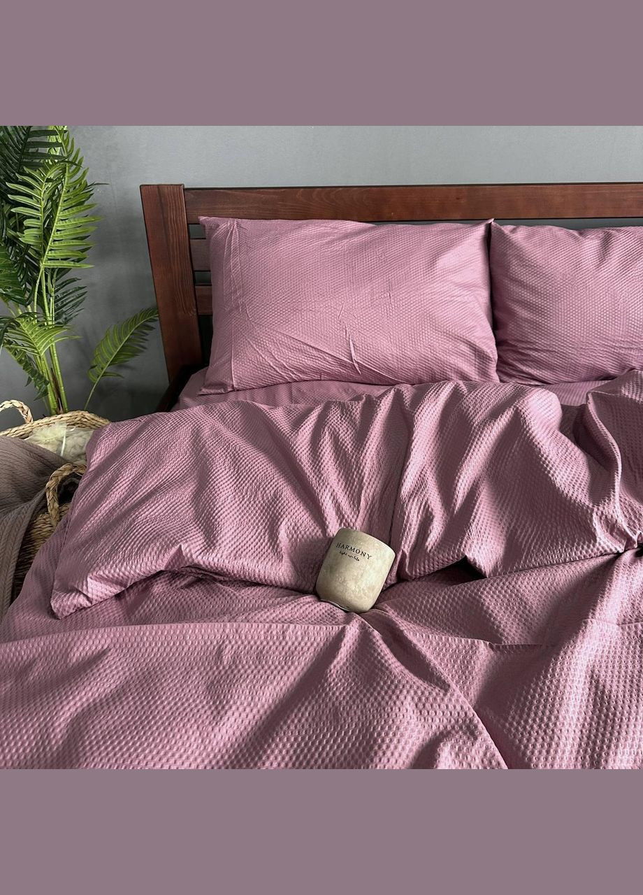 Постільна білизна однотонна полісатин у стилі жатки Двоспальна Простирадло на гумці 180x200х20 Білий 70 х 70 No Brand (327795994)