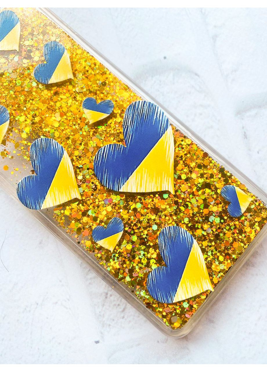 Чохол з плаваючими блискітками на Xiaomi Redmi 9A Золотий Сердечка. Україна (принт 258) CASE CONTROL (360708855)