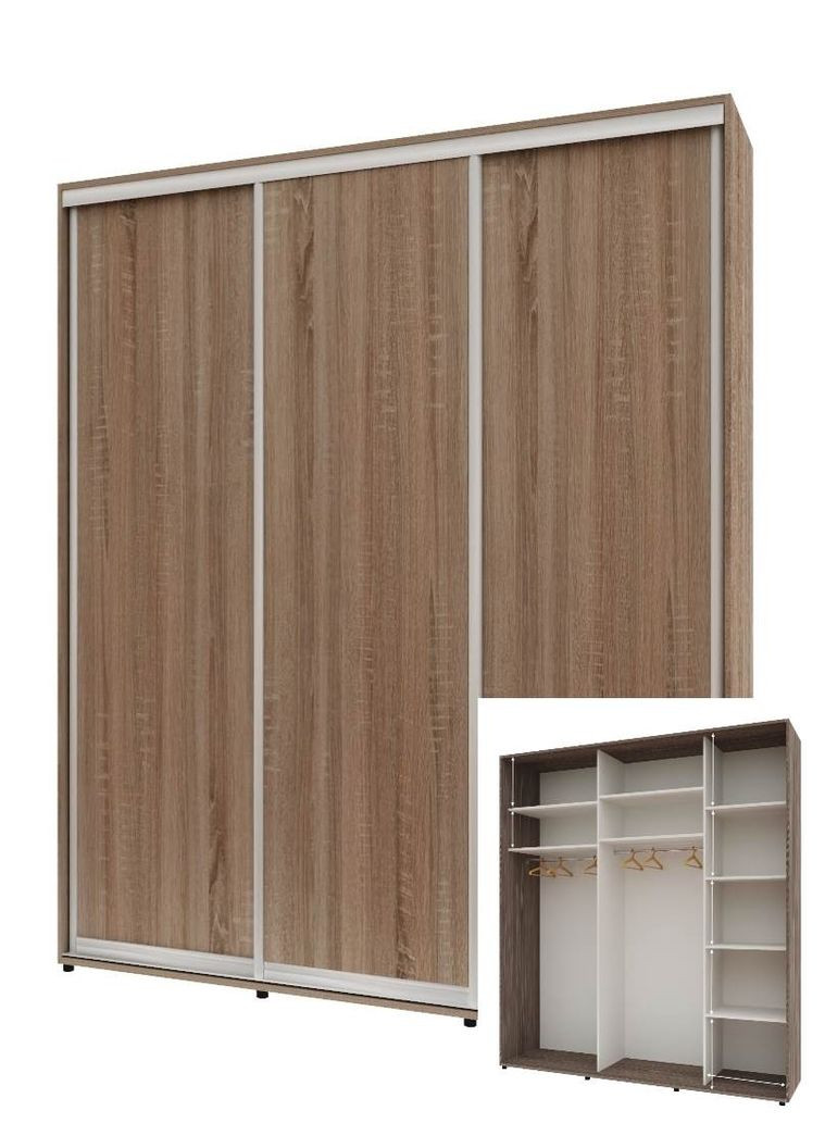 Шафа-купе тридверна 180*60*220 см Трюфель 3 двері ДСП Стандарт Комфорт Меблі (360478607)