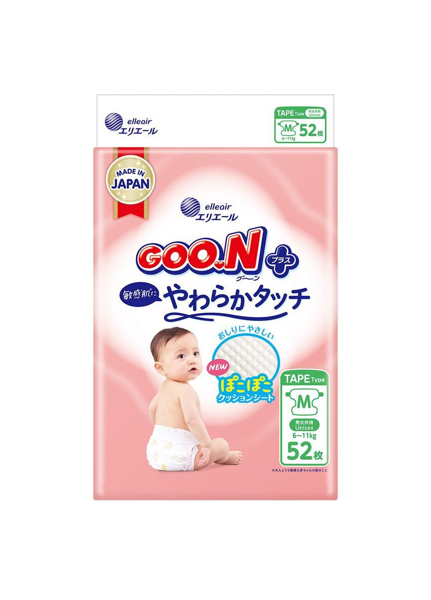 Подгузники на липучках Plus 3/М (6-11 кг), 52 шт. Goo.N 21001497 (366472124)