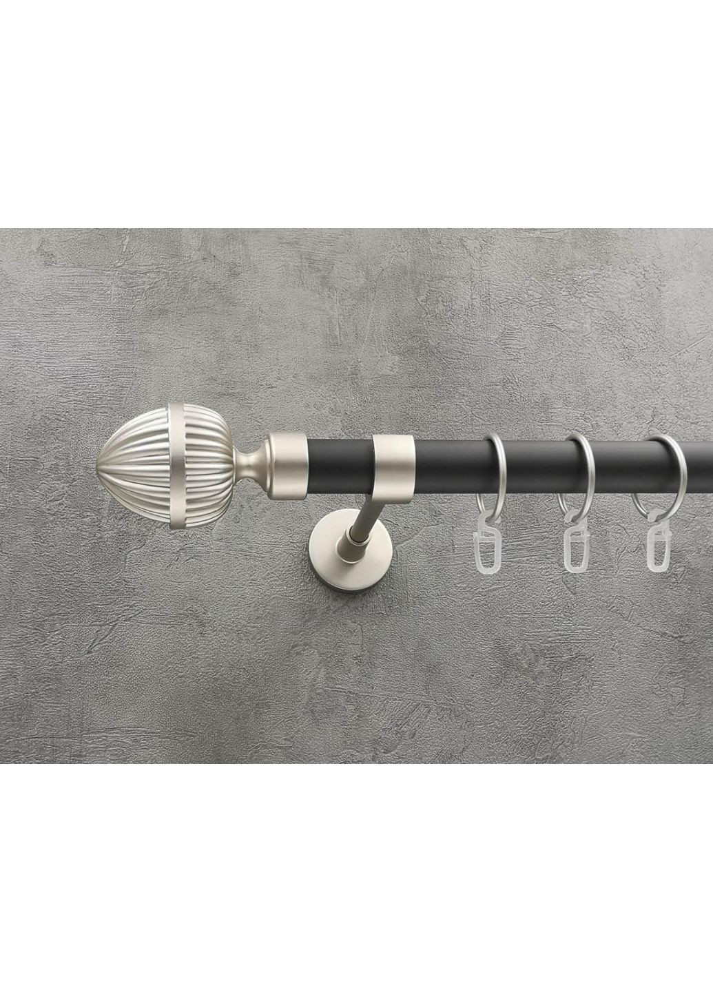 Карниз Одеон гладкая штанга одинарный модерн 25 мм 320 см Сатин/Черный матовый Quadrum (352782763)