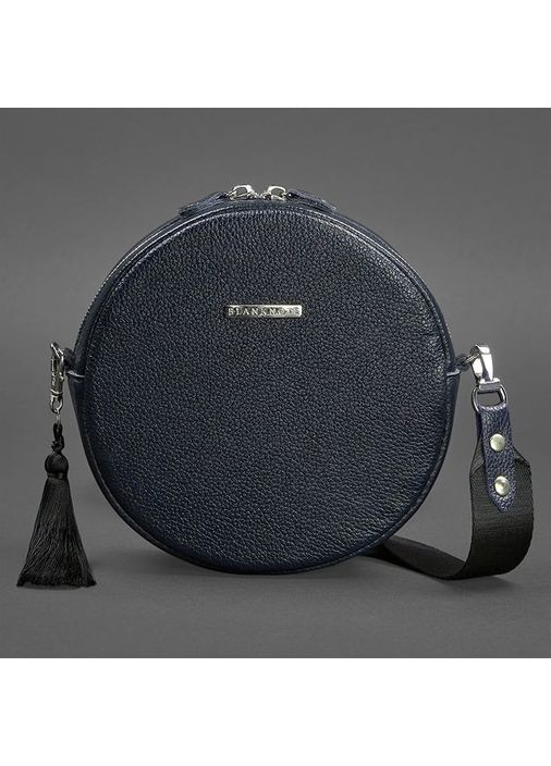 Кругла шкіряна жіноча сумочка Tablet темно-синя BlankNote (348359406)