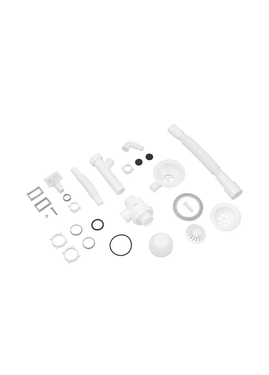Сифон для кухонної мийки KRP KS02-1WHI 3 1/2"х40/50 мм з відводом для пральної машини, з квадратним Kroner (392430048)