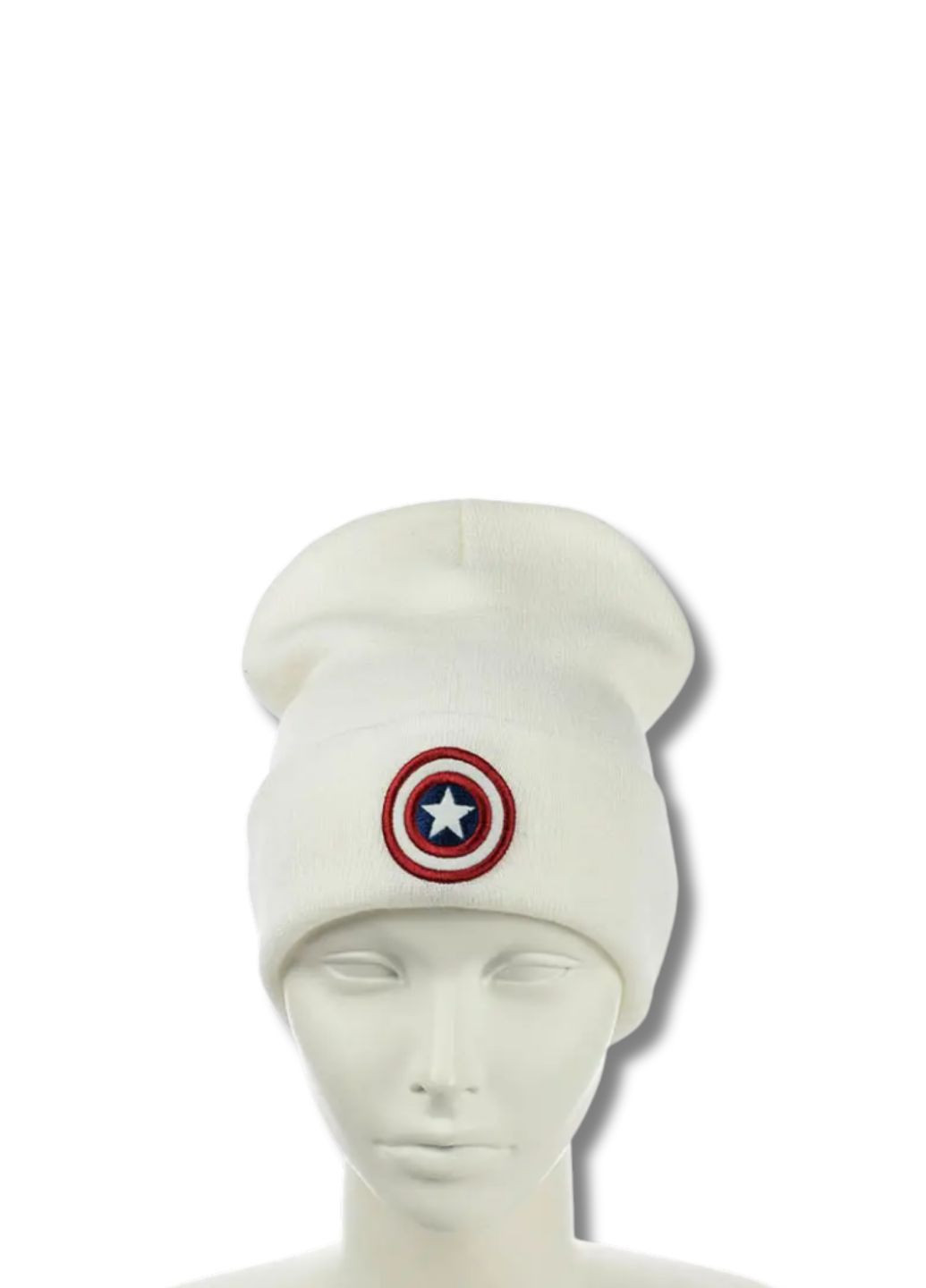 Шапка бини лонг с вышивкой Капитан Америка / Captain America No Brand Шапка з вишивкою (346390069)