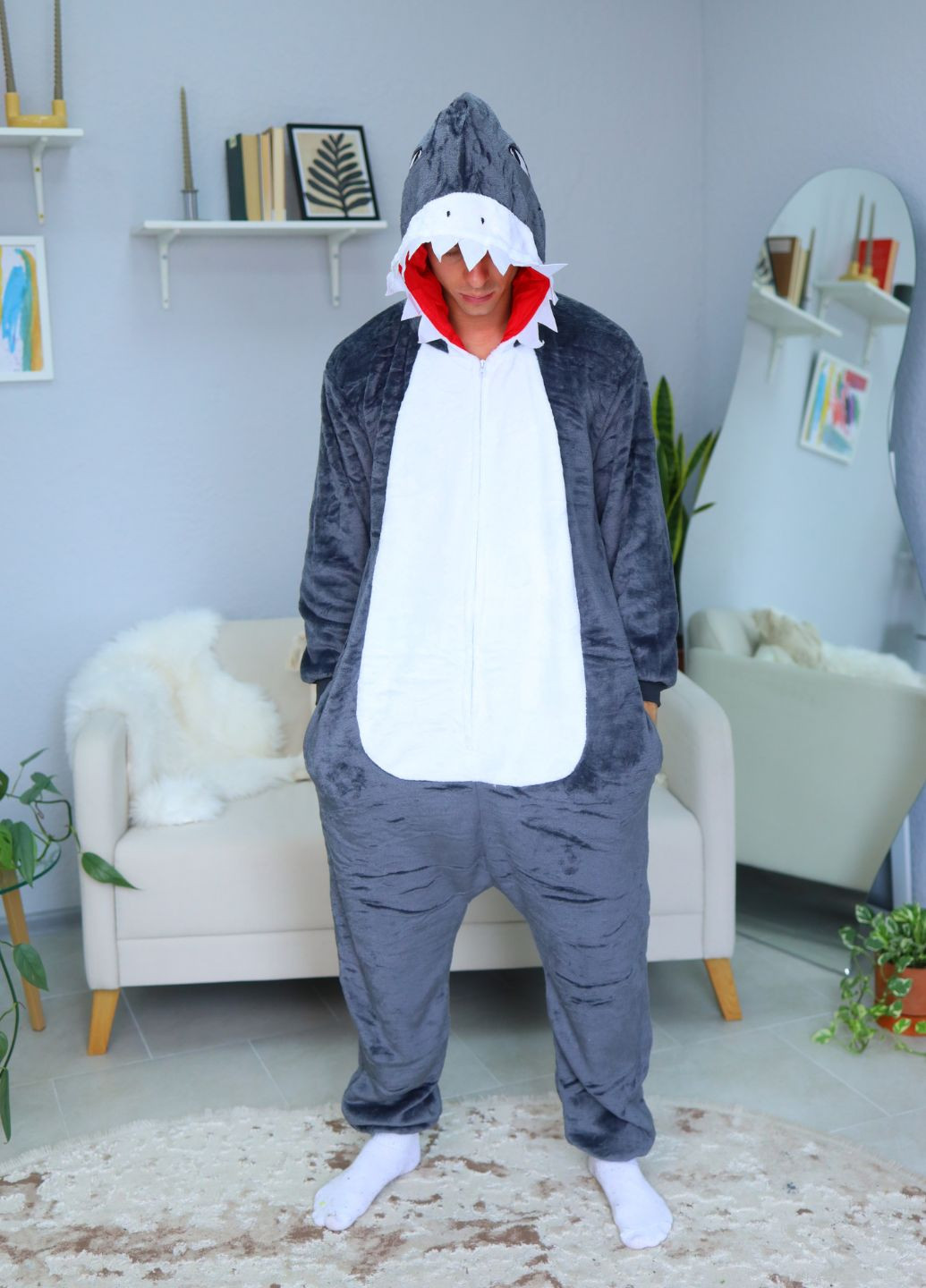 Чоловіча піжама кігурумі акула Мегалодон з капюшоном на блискавці (1123/1) My Kigu (360753470)