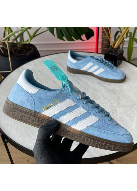 Голубые демисезонные кроссовки мужские и женские adidas spezial handball blue white | адидас специал голубые No Brand
