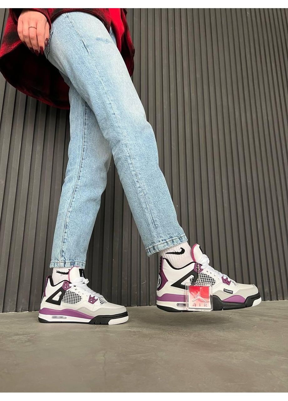 Белые демисезонные кроссовки мужские nike air jordan retro 4 pari stain germain найк аир джордан No Brand