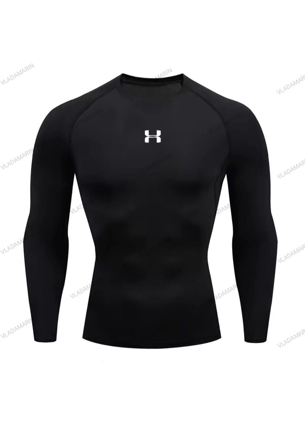 Чорна футболка компресійна з довгим рукавом для бігу,спортивна чоловіча тренувальна,лонгслів для тренажерного залу NA-KD