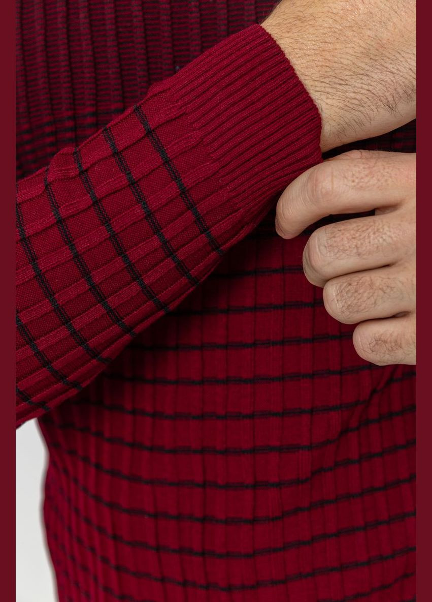 Комбинированный зимний свитер мужской, цвет бордово-черный, Ager