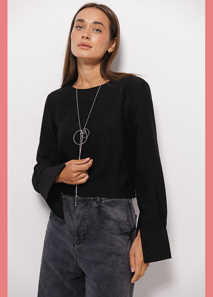 Чорна укорочена блуза з довгими рукавами чорна Arjen