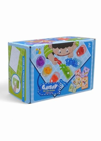 Логічна гра Сортер 92 деталі, 6 кольорів, гумові фігурки, картки із завданнями, наклейки, щипці MIC (372823510)