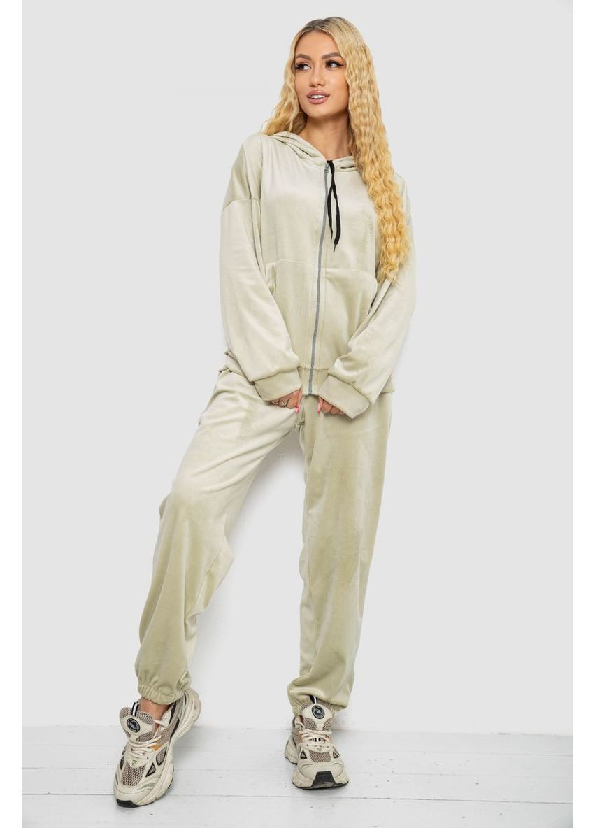 Спортивный костюм женский велюровый, цвет светло-оливковый, 238R107-2 Ager (327875215)