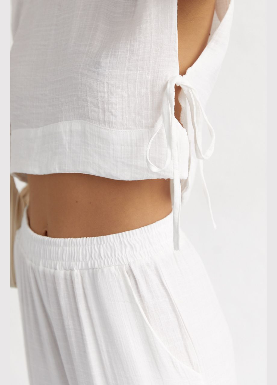 Літній жіночий костюм із брюками та топом із зав'язками - зелений колір M (sku_9472) No Brand (327820288)