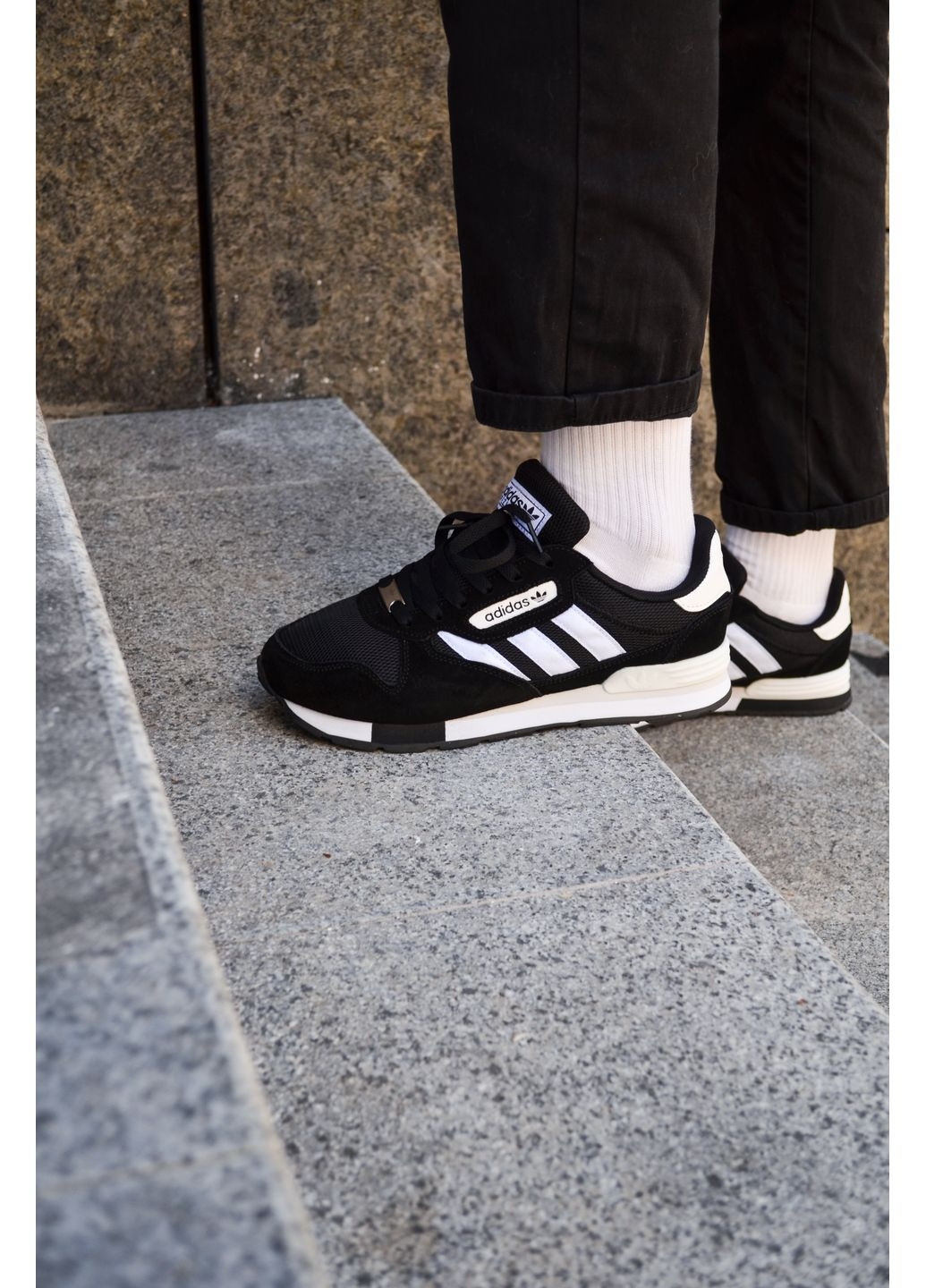 Чорні Осінні кросівки чоловічі adidas trezoid 2 black white адідас No Brand