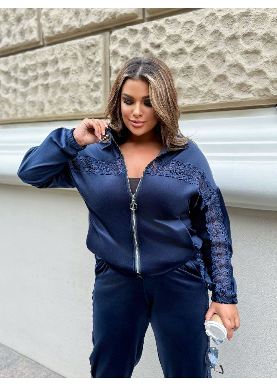Бархатный костюм с кружевом (размерная сетка в описании) DK/DL Мода без кордонів (362188884)