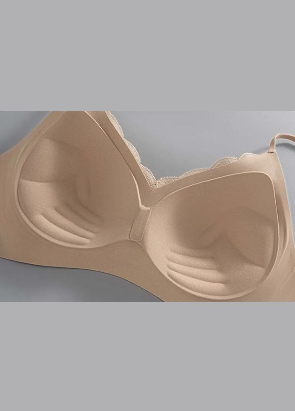 Бежевий бралетт жіночий бюстгальтер з мереживом безшовний good comfort (1960-70-01) Macarena без кісточок
