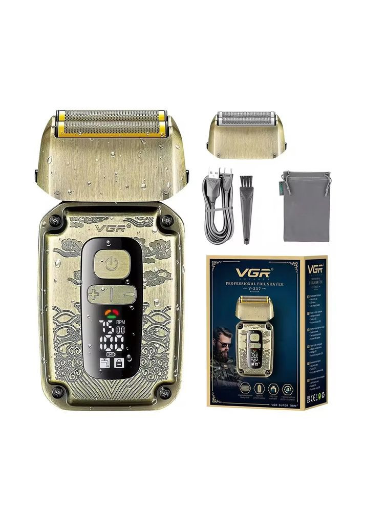 Электробритва V-337, шейвер, двойное лезвие, 2 насадки, триммер, LED display, Box VGR (371388444)