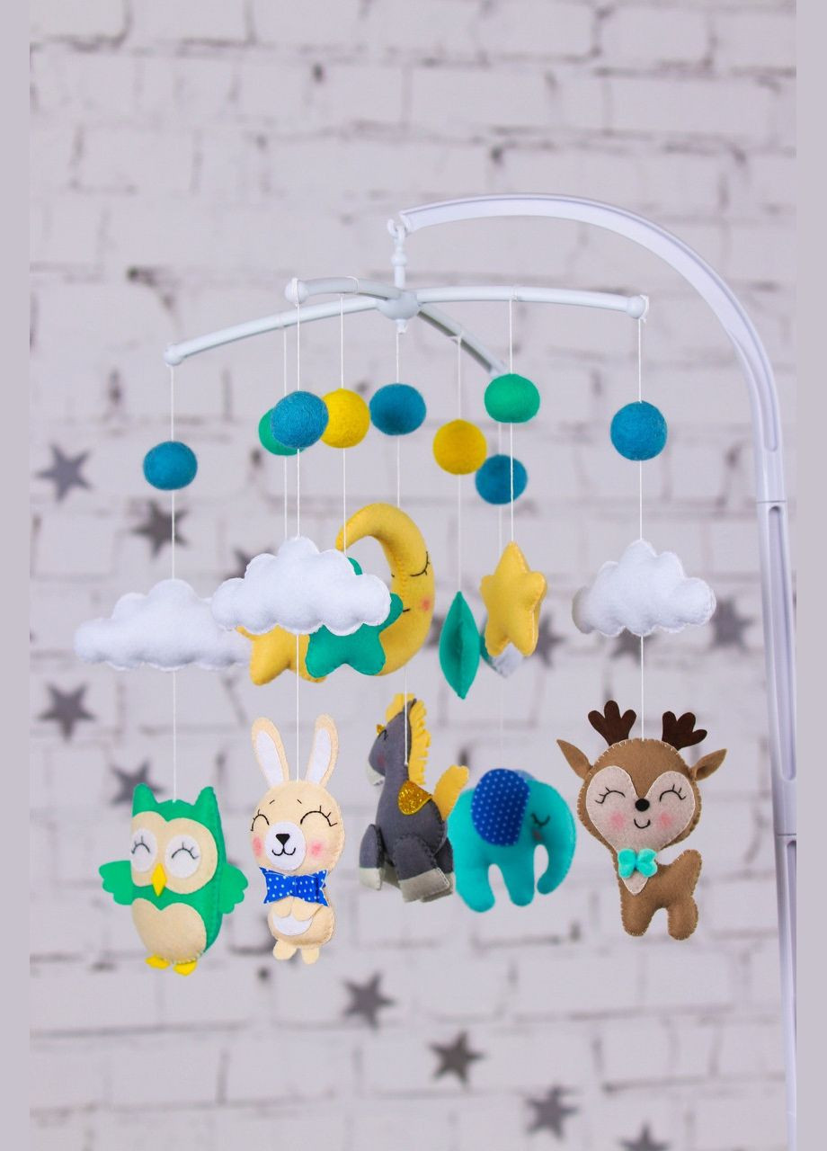 Дитячий мобіль на ліжечко для немовлят WooolyWool «Єдиноріг» No Brand (342757867)