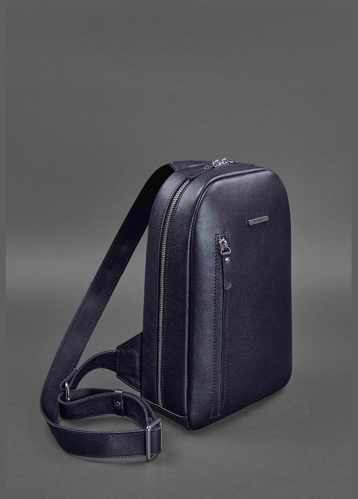 Темно-синій шкіряний чоловічий рюкзак на одне плече Chest Bag (A-027167) BlankNote (330144519)