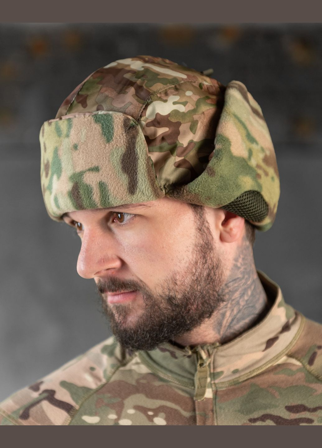 Тактична зимова шапка вушанка мультикам No Brand (314799989)
