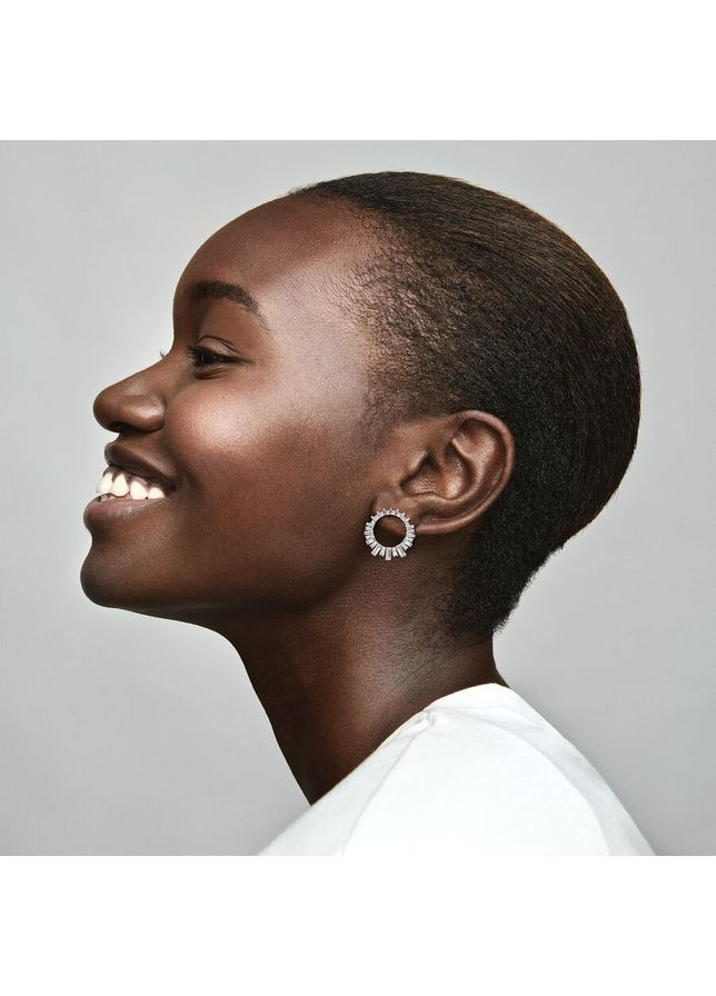 Серебряные серьги с бриллиантами "Блестящий круг" 297545CZ Kabluchka (355346701)