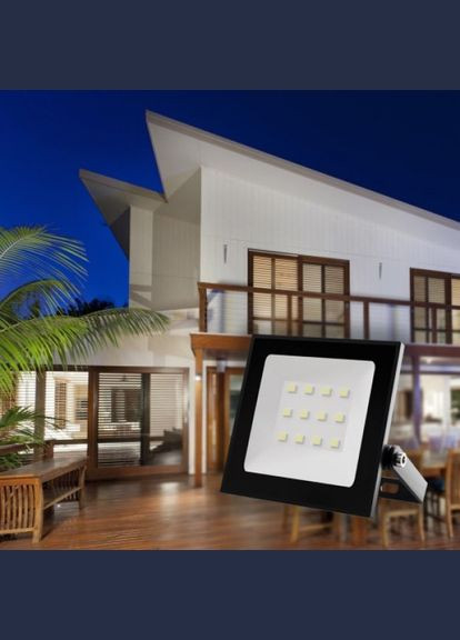 Светодиодный прожектор LL-5010 10Вт 6500K черный (80479) Ledcoin (329826916)