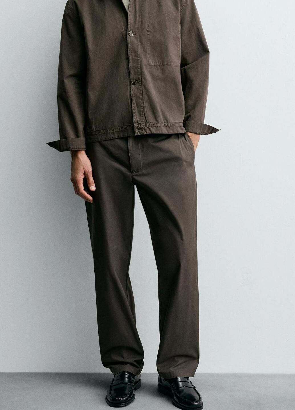 Коричневые повседневный демисезонные брюки Zara