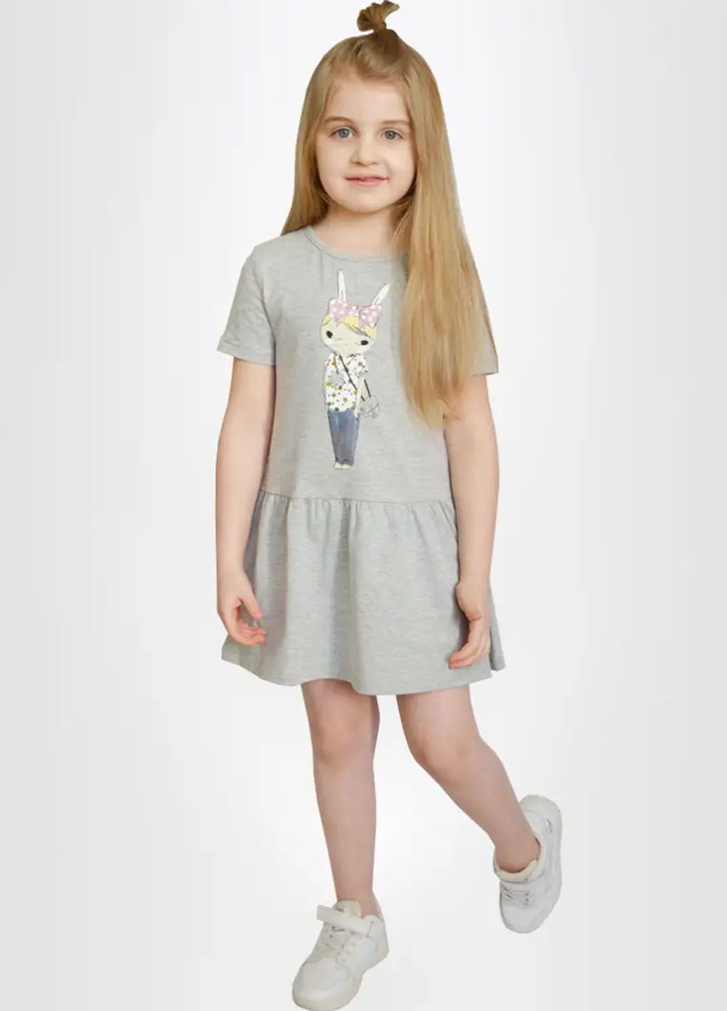 Серое платье для девочки Роза (325220139)
