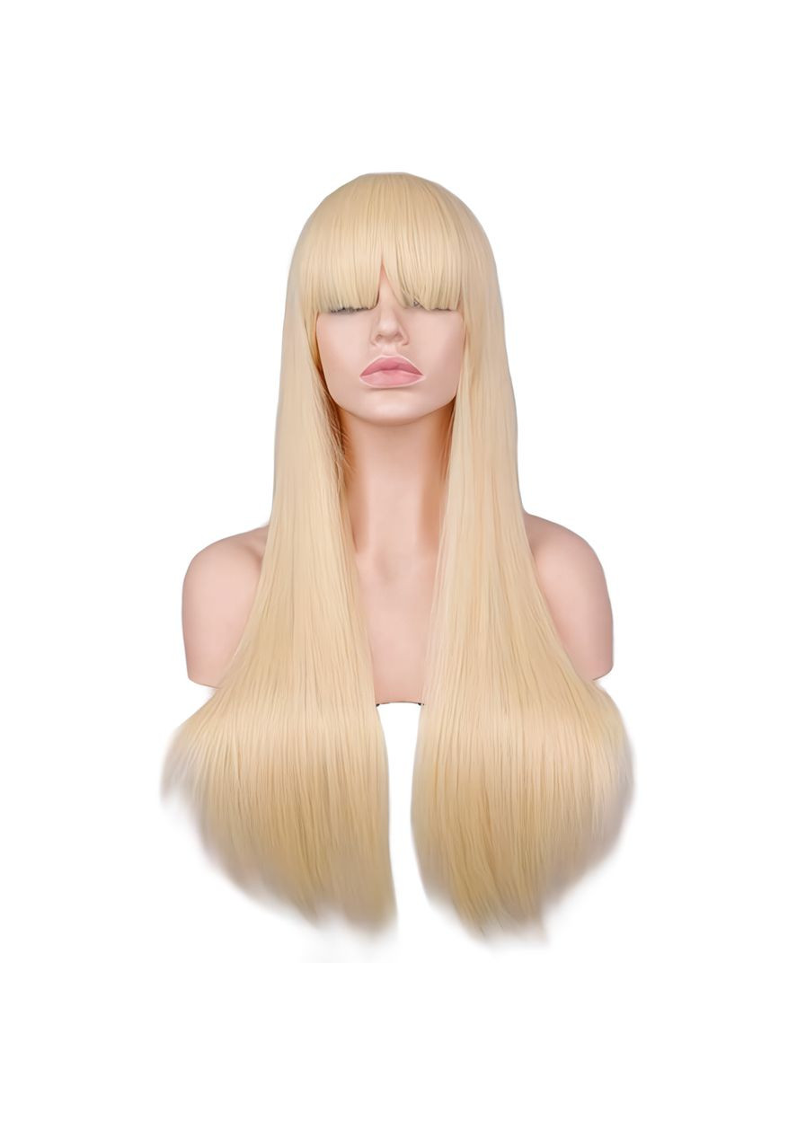 Прямой парик аниме с длинной челкой "Блондинка" 70см Белый No Brand (368892091)