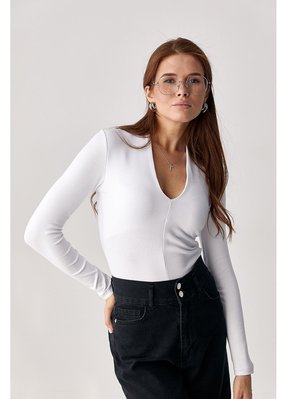 Трикотажный пуловер с глубоким вырезом Lurex (355077352)