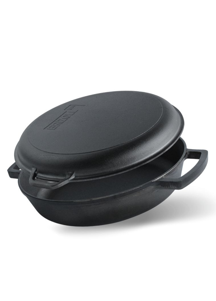 Жаровня чавунна з чавунною кришкою-сковородою 360 х 80 мм Brizoll (363830691)